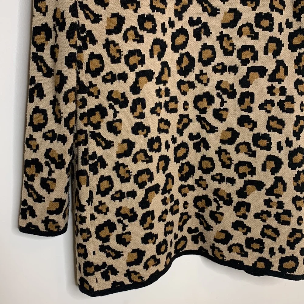 Rachel Zoe | Animal Print Knit Pocket Long Sleeve Hoodie Cardigan Size XS Coat - Picture 6 of 10